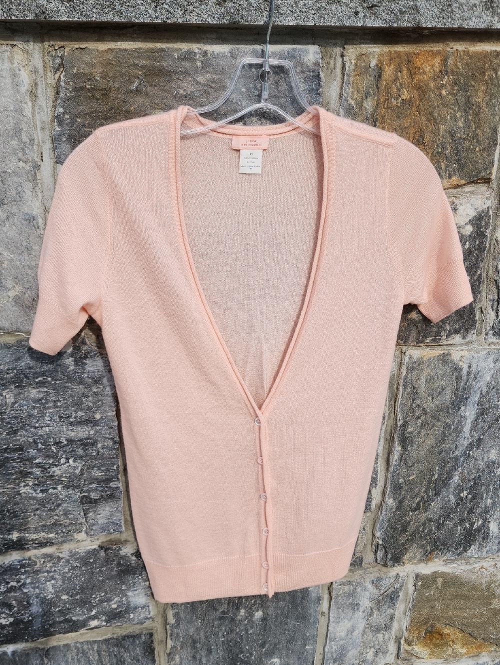 J. Crew Cashmere Light Peach Short Sleeve Cardigan XS